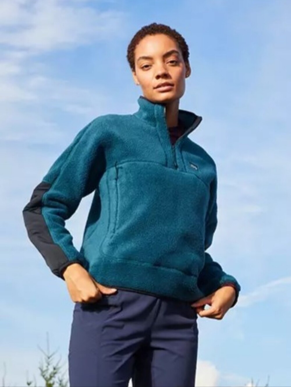 Women's Mountain Hardware Teal Hicamp Pullover Fleece Sweater (size MD) - Picture 12 of 13
